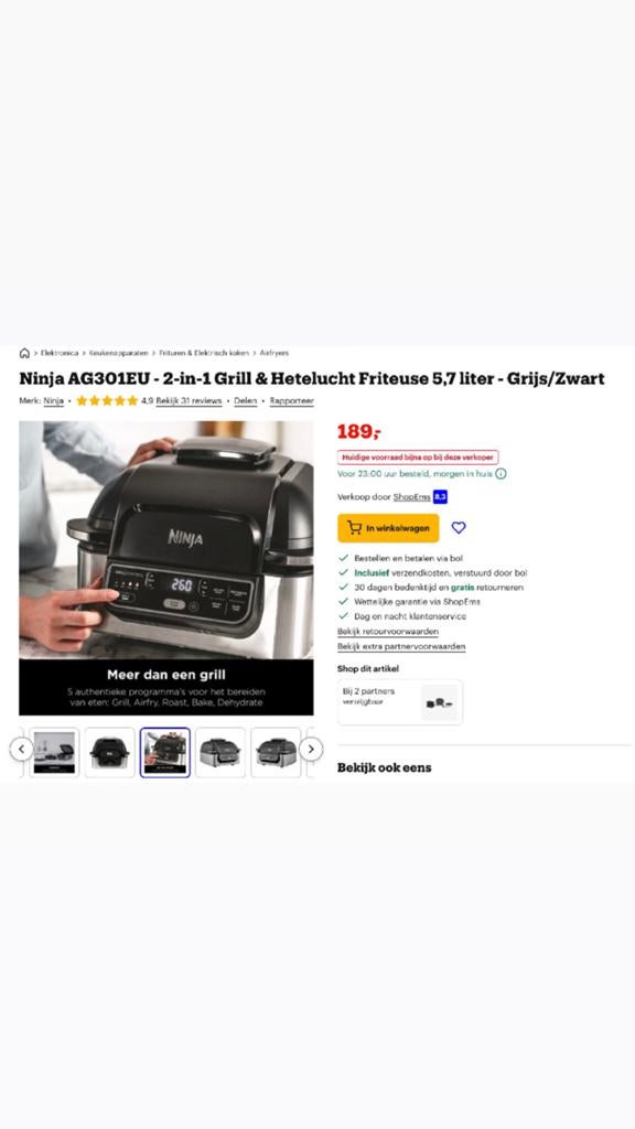 Ninja AG301EU, Ophalen