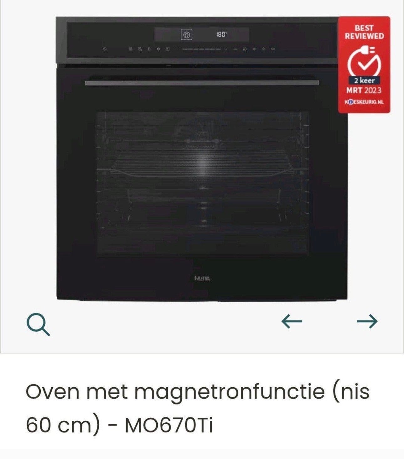 €499 Etna MO670Ti Inbouw Oven met Magnetronfunctie, 45 tot 50 cm, Ophalen of Verzenden, Inbouw, Magnetronfunctie