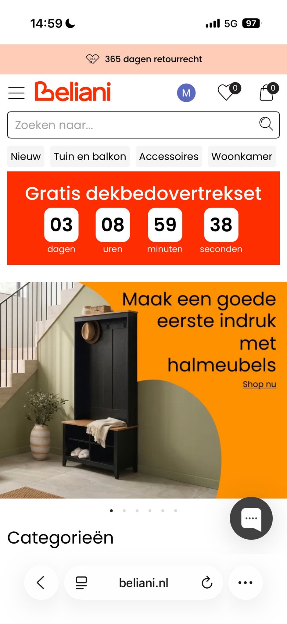 Beliani 100 Euro waardebon, Ophalen, Nieuw
