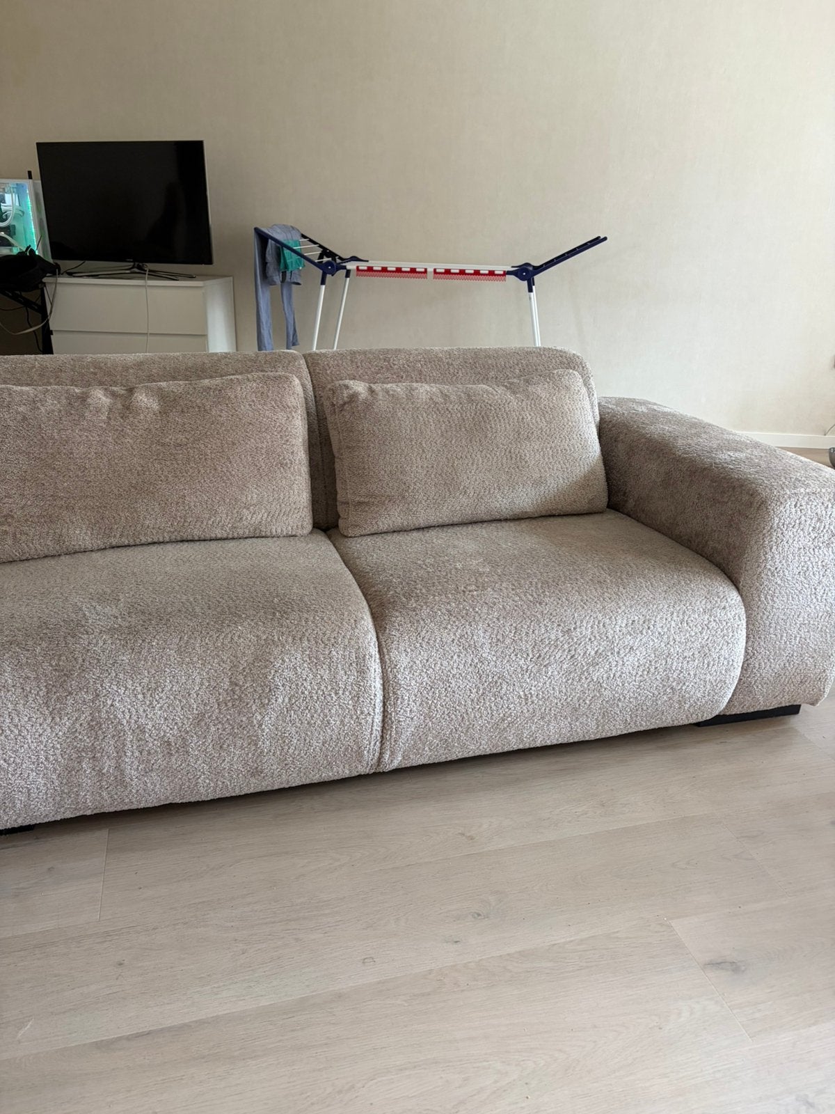 Taupe Carribean Longchair + Caribien 2 1/2 zits, Ophalen, 250 tot 300 cm, Hoekbank, 75 tot 100 cm