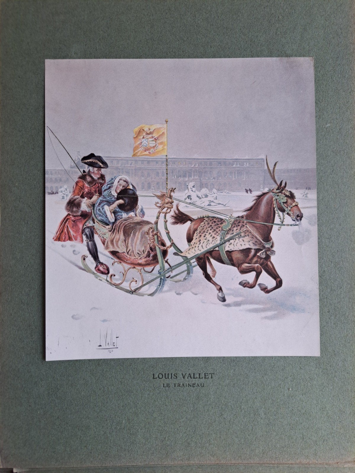 Antieke litho 1900 met paard en wagen, Ophalen of Verzenden