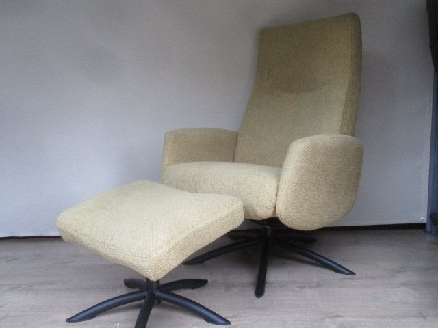 NIEUWSTAAT relax fauteuil Feelings met hocker stof geel M, 75 tot 100 cm, Ophalen of Verzenden, Zo goed als nieuw, Hout