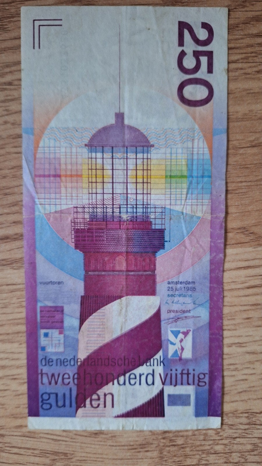 250 Gulden biljet 'Vuurtoren', Ophalen, 250 gulden, Los biljet