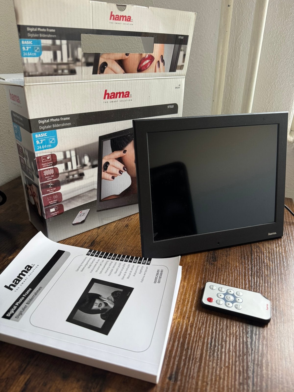 Digitale fotolijst Hama 9.7 inch, Audio, Tv en Foto, Fotografie | Digitale fotolijsten, Ophalen, Zo goed als nieuw, Afstandsbediening