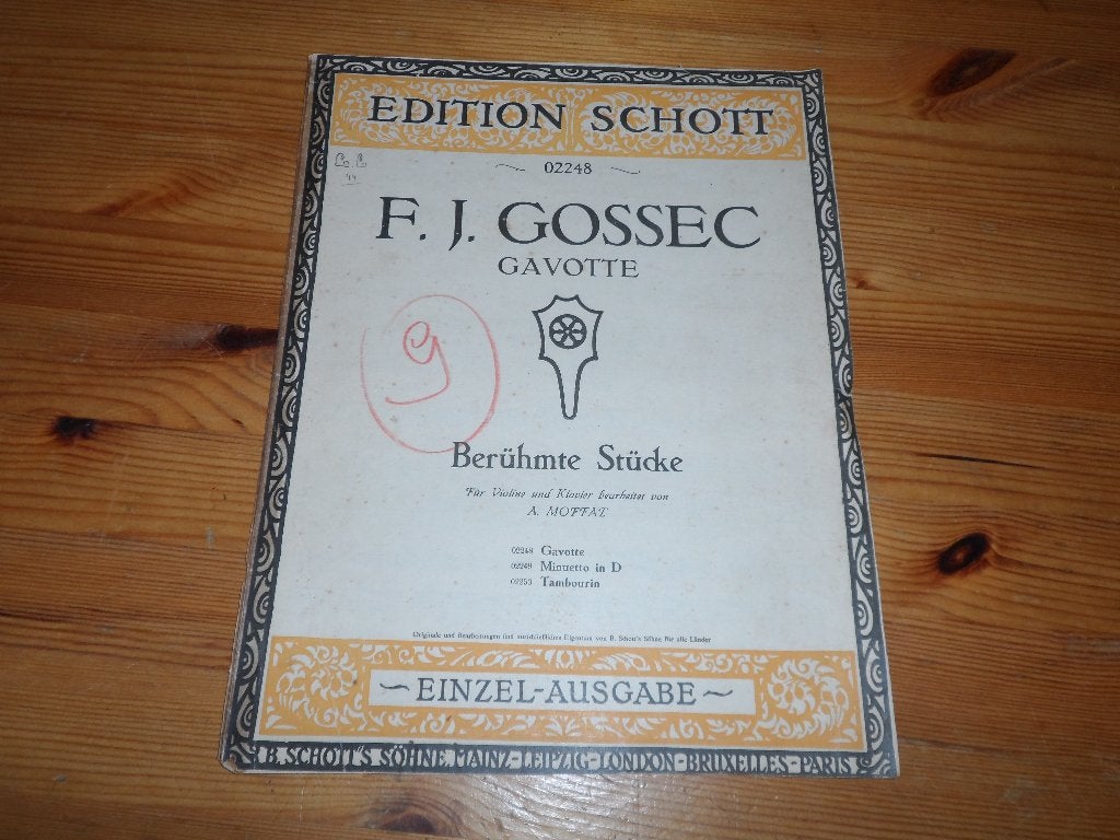 F. J. Gossec - gavotte, Gebruikt, Klassiek, Ophalen of Verzenden, Viool of Altviool