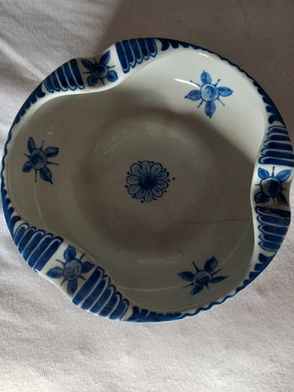 delfts Blauwe asbak porceleyne fles met bloemdecor schade, Antiek en Kunst, Ophalen of Verzenden