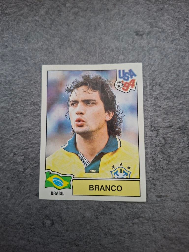 Panini sticker WK 94 USA. Speler Branco Brazilië., Verzenden, Zo goed als nieuw, Sticker