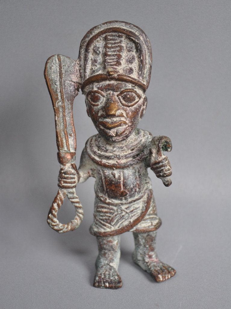 Bronzen Strijderbeeld - regio Benin City- Nigeria, Ophalen of Verzenden