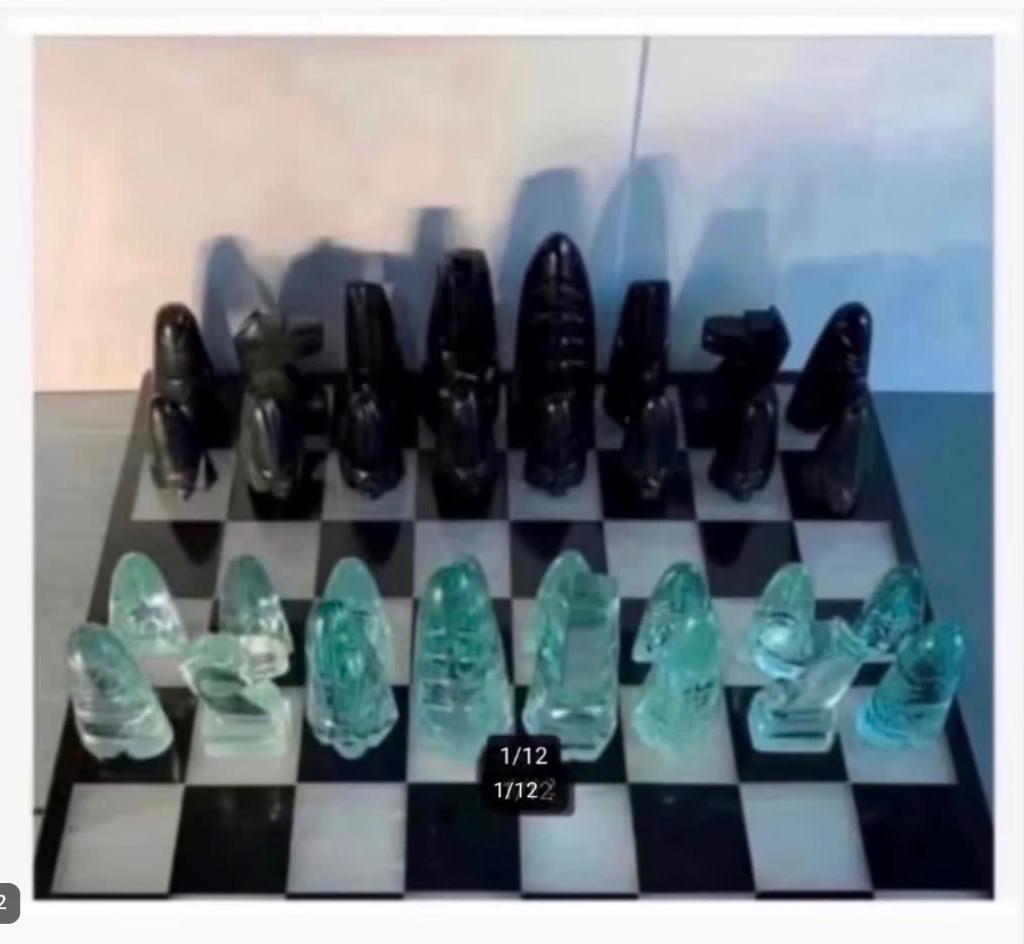 Maya Kunst schaakspel edelsteen Obsidiaan regenboog Obsidaan, Ophalen of Verzenden