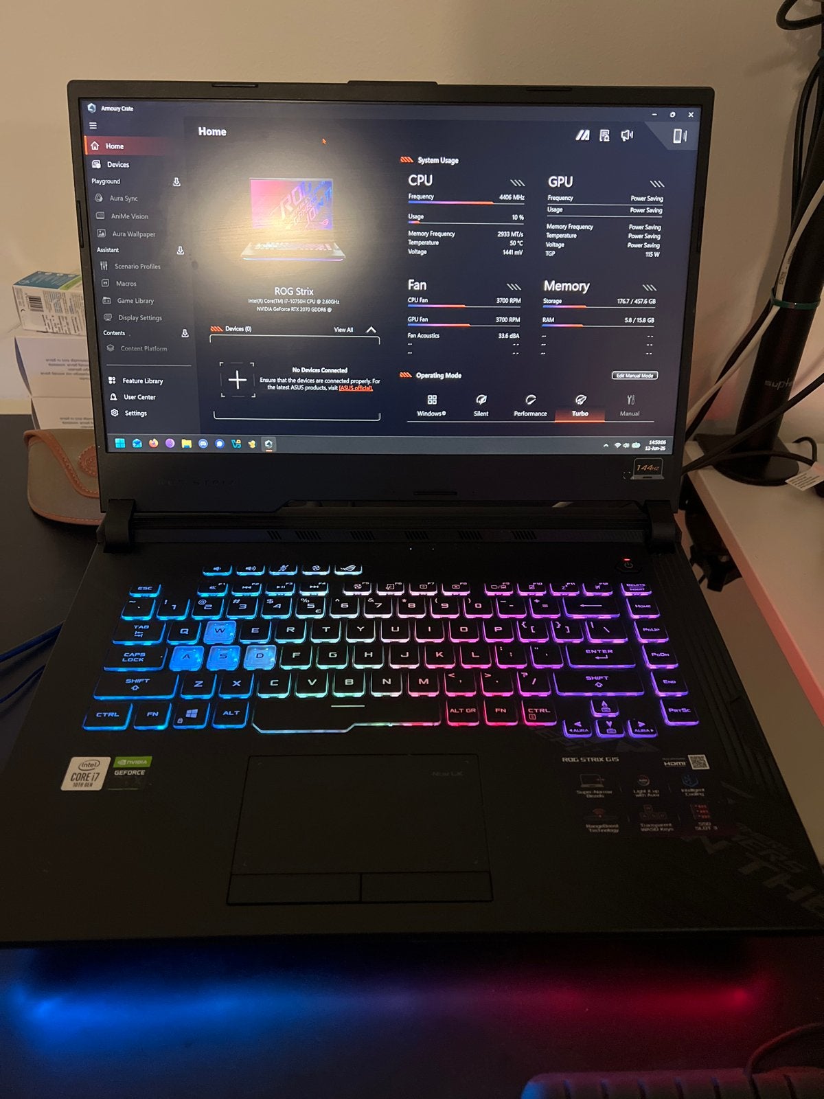 ASUS ROG Strix G15 Gaming Laptop - i7-10750H, RTX2070, 16GB, Met videokaart, 2 tot 3 Ghz, Ophalen of Verzenden, Zo goed als nieuw