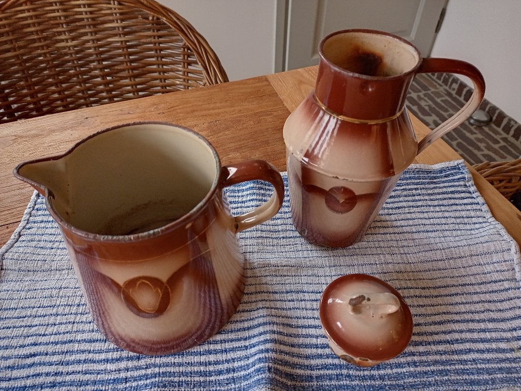 2x emaille melkkan Duits 1930 vintage, Ophalen of Verzenden