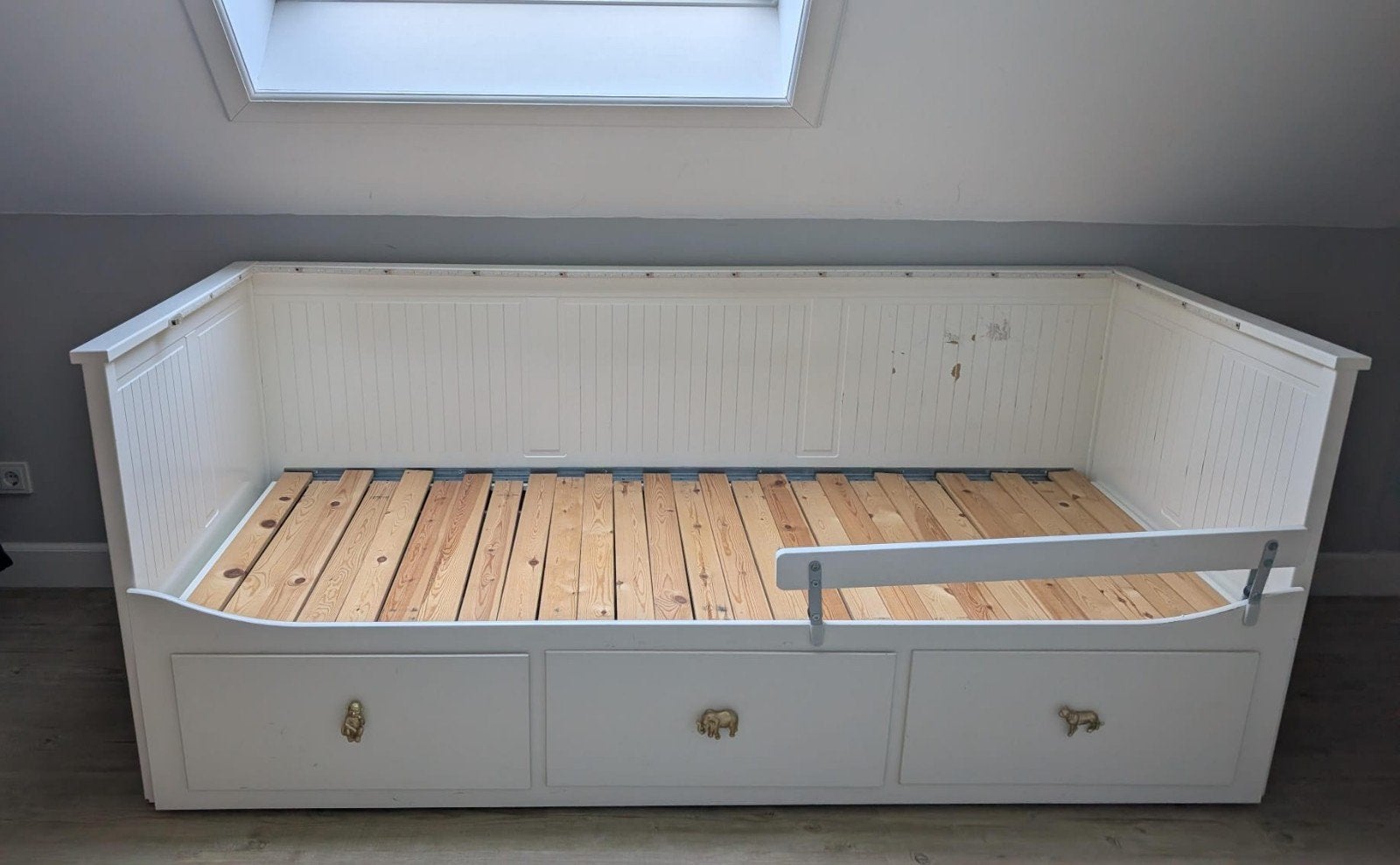 IKEA Hemnes Bedbank Wit met Gebruikssporen, Ophalen, Gebruikt, Wit, Tweepersoons