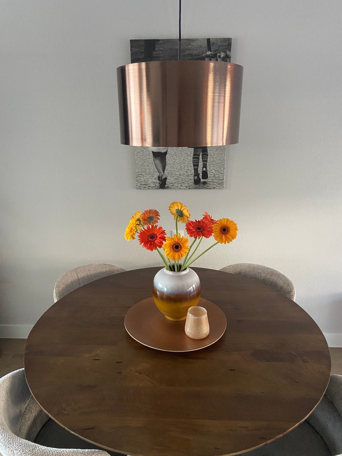 Hanglamp brons rond, Rond, 25 cm, Zo goed als nieuw, 45 cm