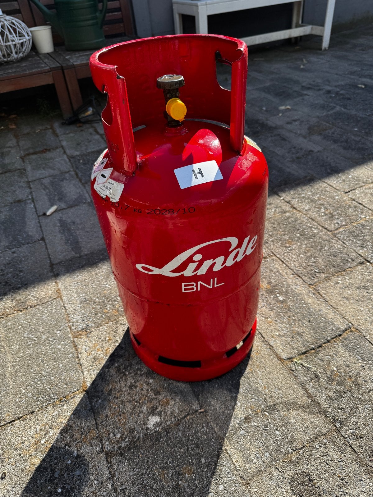 Gasfles Linde 10,7kg Halfvol, Ophalen, Gebruikt