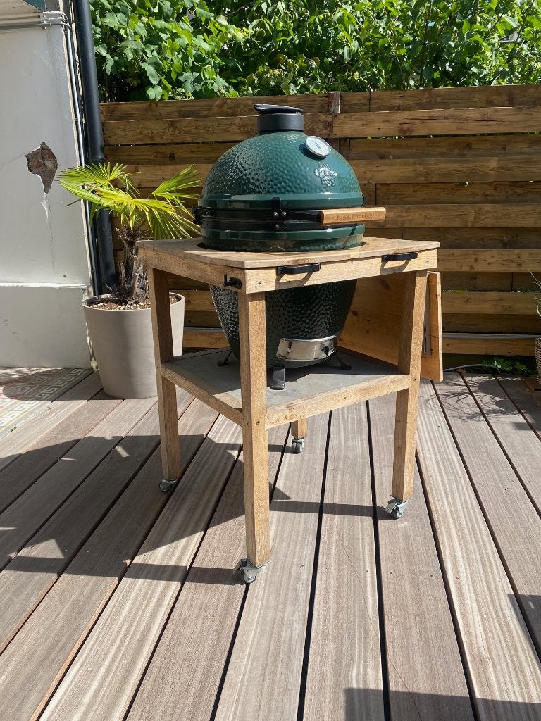 Bbq tafel voor large green egg / kamado, Tuin en Terras, Ophalen, Gebruikt, Houtskool, Vrijstaand