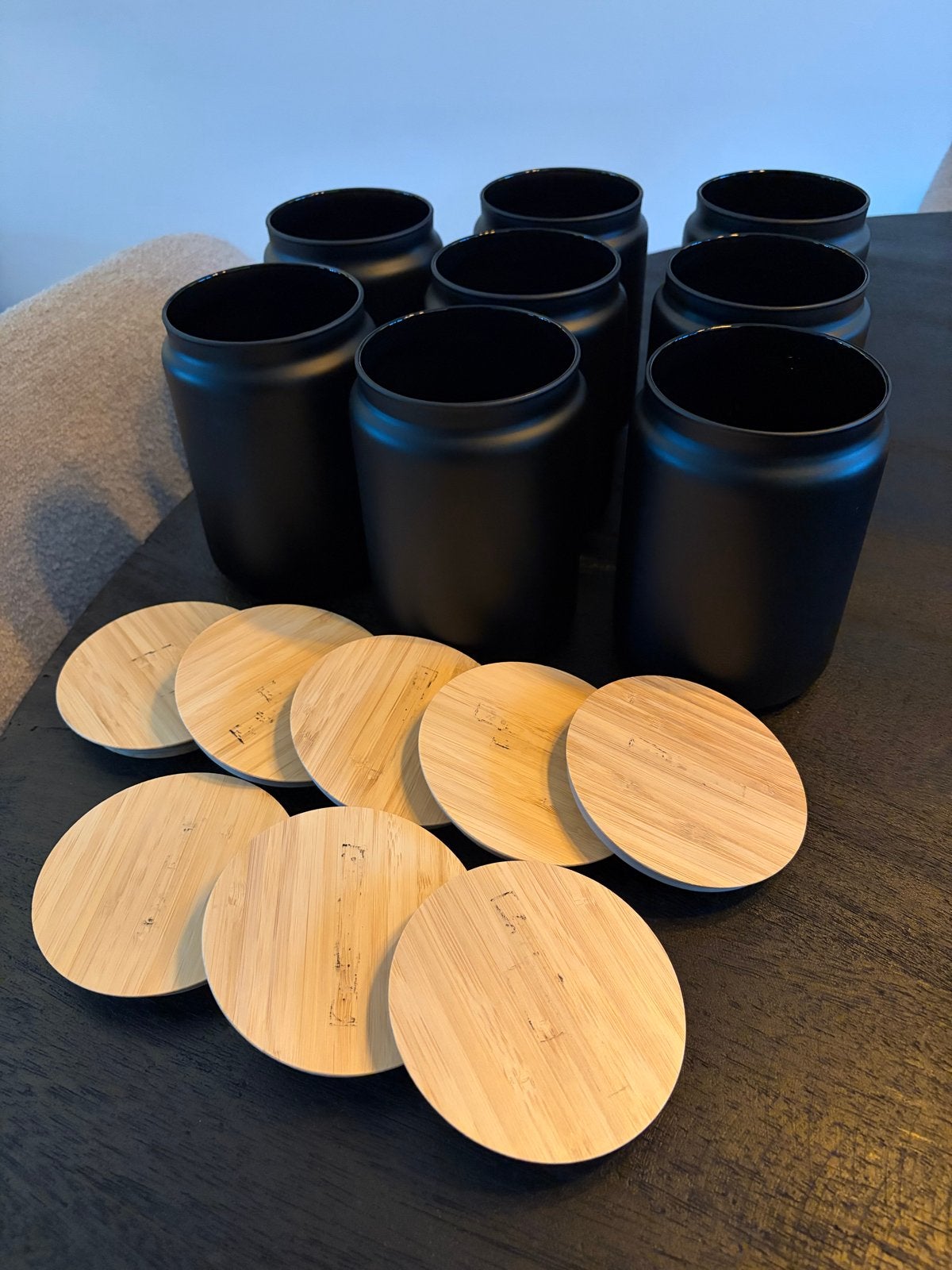 8 IKEA voorraadpotten, Huis en Inrichting, Ophalen, Gebruikt, Zwart, Glas