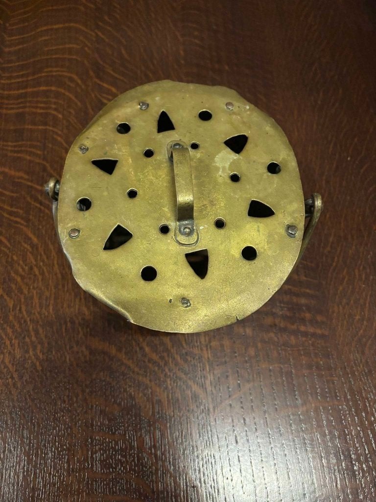 Antiek messing vuurpotje (test) met deksel en hengsel, Ophalen of Verzenden