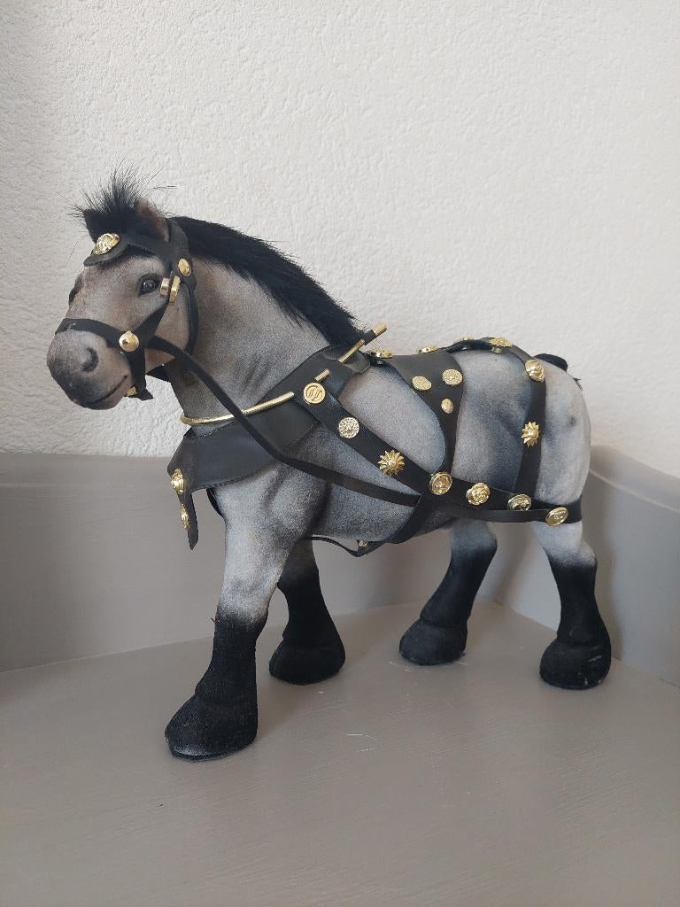 Vintage decoratie flock paardje, Ophalen of Verzenden, Gebruikt, Paard, Beeldje of Figuurtje