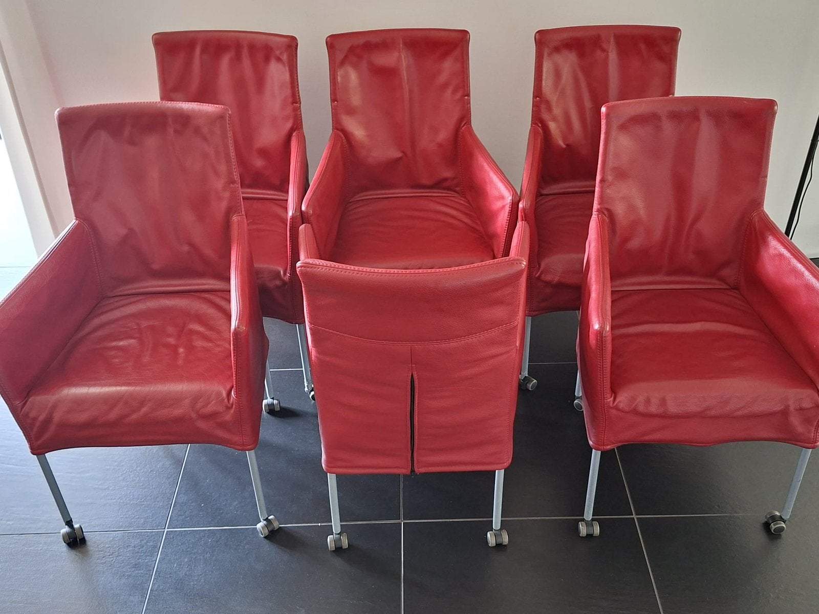6 rode charlie eetkamerstoelen, Ophalen, Gebruikt, Rood, Vijf, Zes of meer stoelen