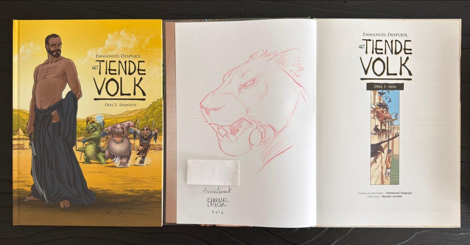 Het Tiende Volk 1 & 2 HC met originele tekening (DEDICACE), Meerdere stripboeken, Ophalen of Verzenden, Zo goed als nieuw