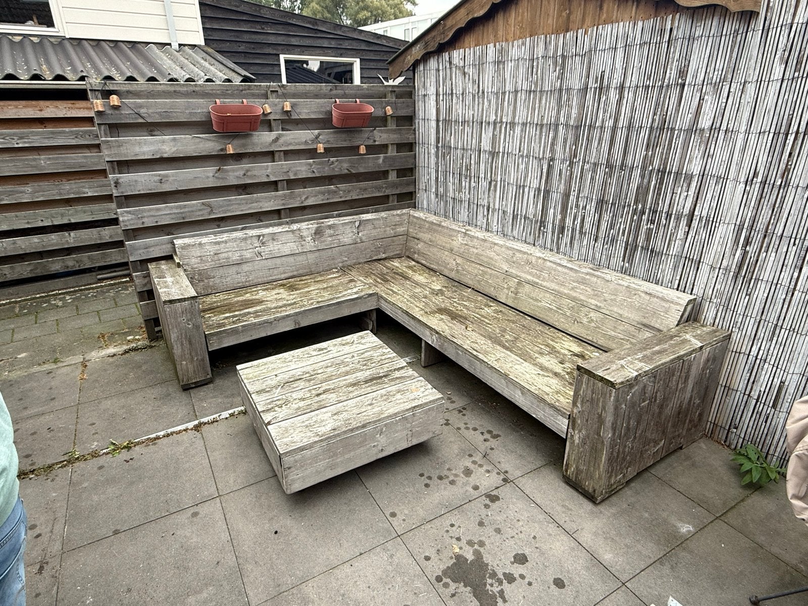 Steigerhouten loungeset met salontafel - 283x230cm