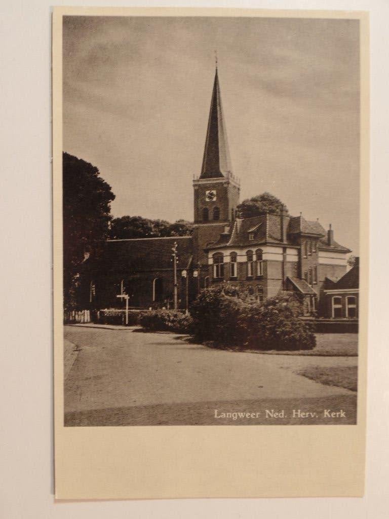 Langweer herv kerk, Ophalen of Verzenden, 1940 tot 1960, Ongelopen, Friesland