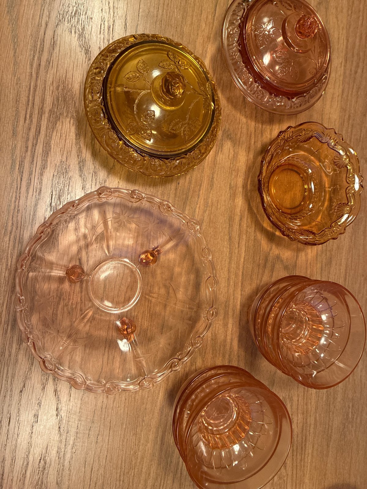Set van Gekleurde Antieke Glazen Schaaltjes en Schalen, Ophalen
