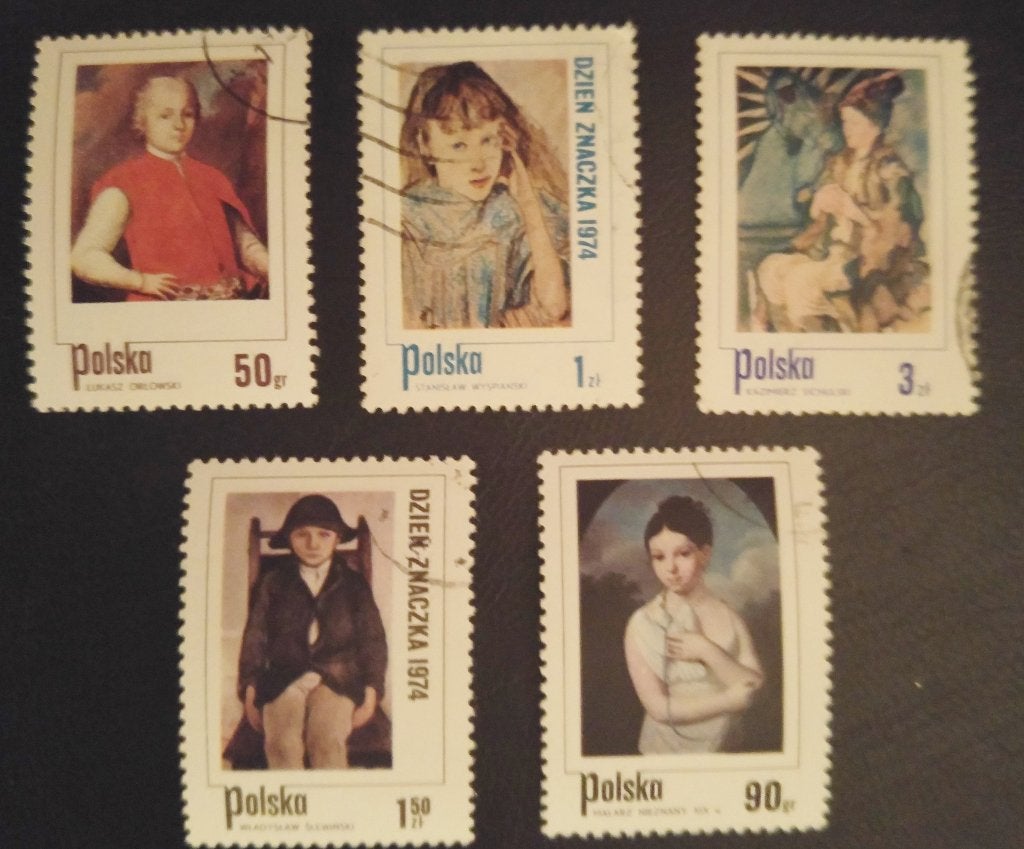 POLEN - 5x Dag v.d. Postzegel 1974, Verzenden, Polen, Gestempeld