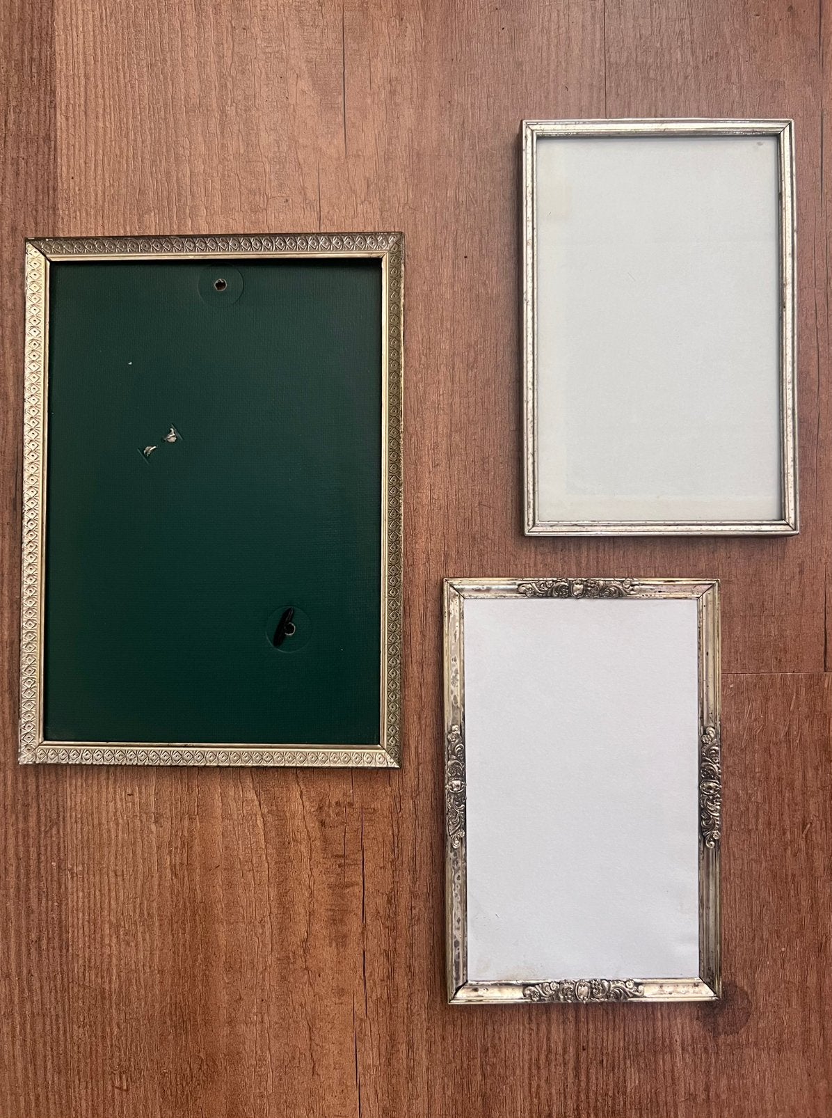 3 vintage fotolijsten, zilverkleurig metaal, Audio, Tv en Foto, Fotografie | Fotolijsten, Gebruikt, Zilver, Metaal, Standaard fotolijst