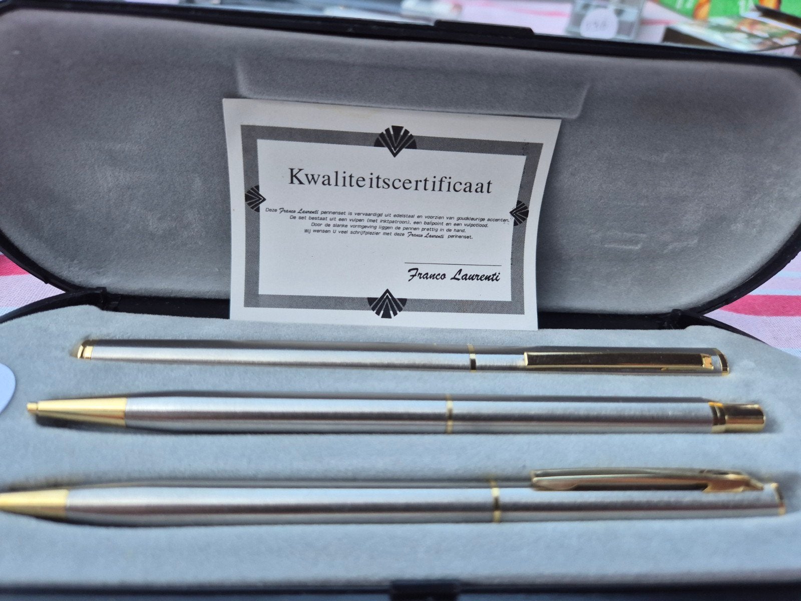 Franco Laurenti Pennenset met Kwaliteitscertificaat, Overige merken, Pennenset, Met doosje, Ophalen of Verzenden