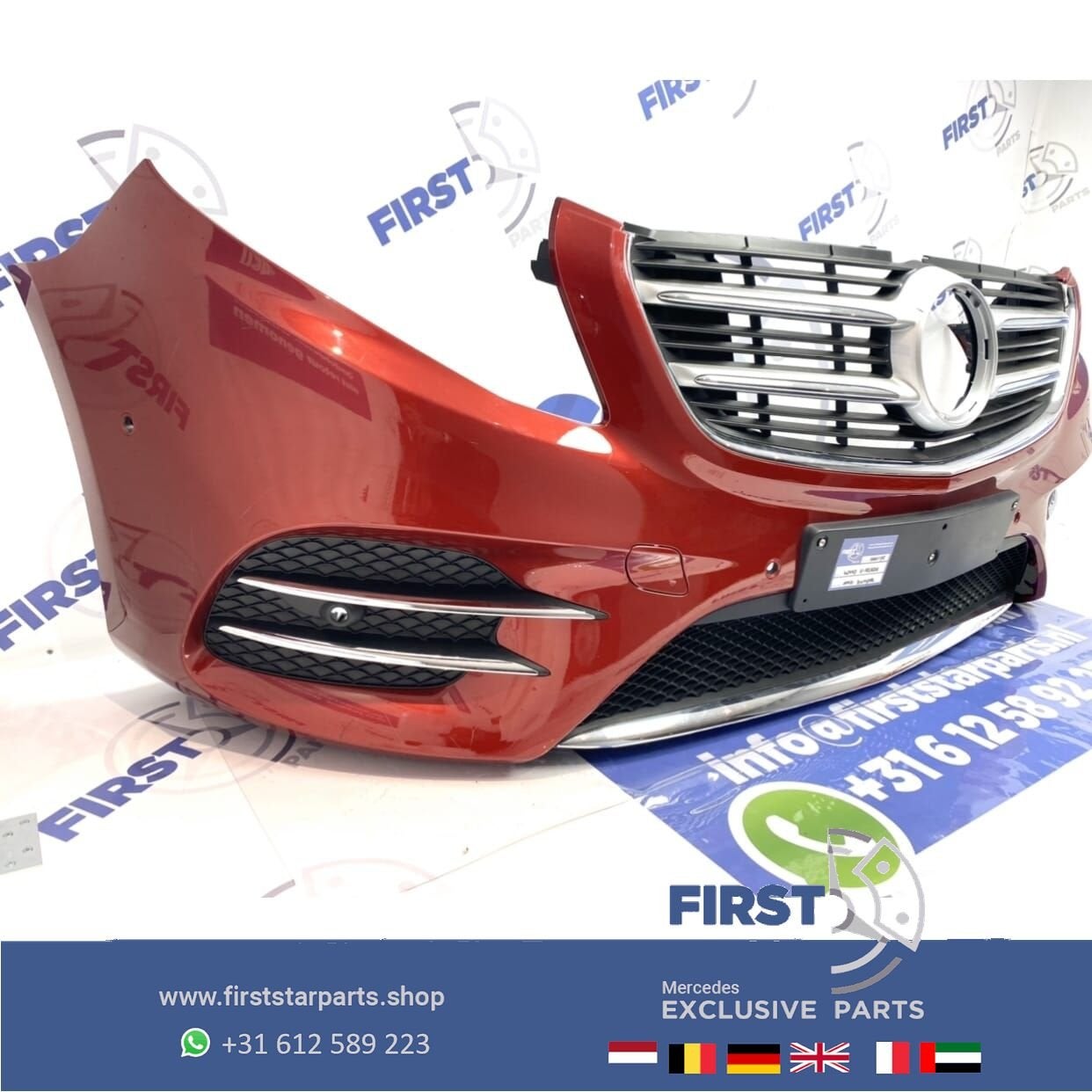 W447 VITO / V KLASSE AMG VOORBUMPER COMPLEET ROOD ZWART WIT, Gebruikt, -, Voor, Ophalen of Verzenden