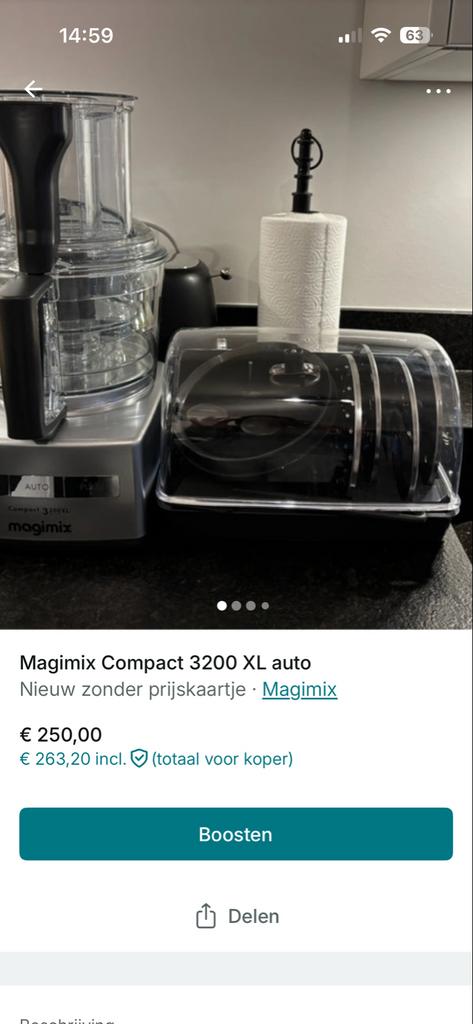 Magimix keukenmachine 3200 XL auto, 2 tot 3 liter, Ophalen of Verzenden, Zo goed als nieuw, 3 snelheden of meer