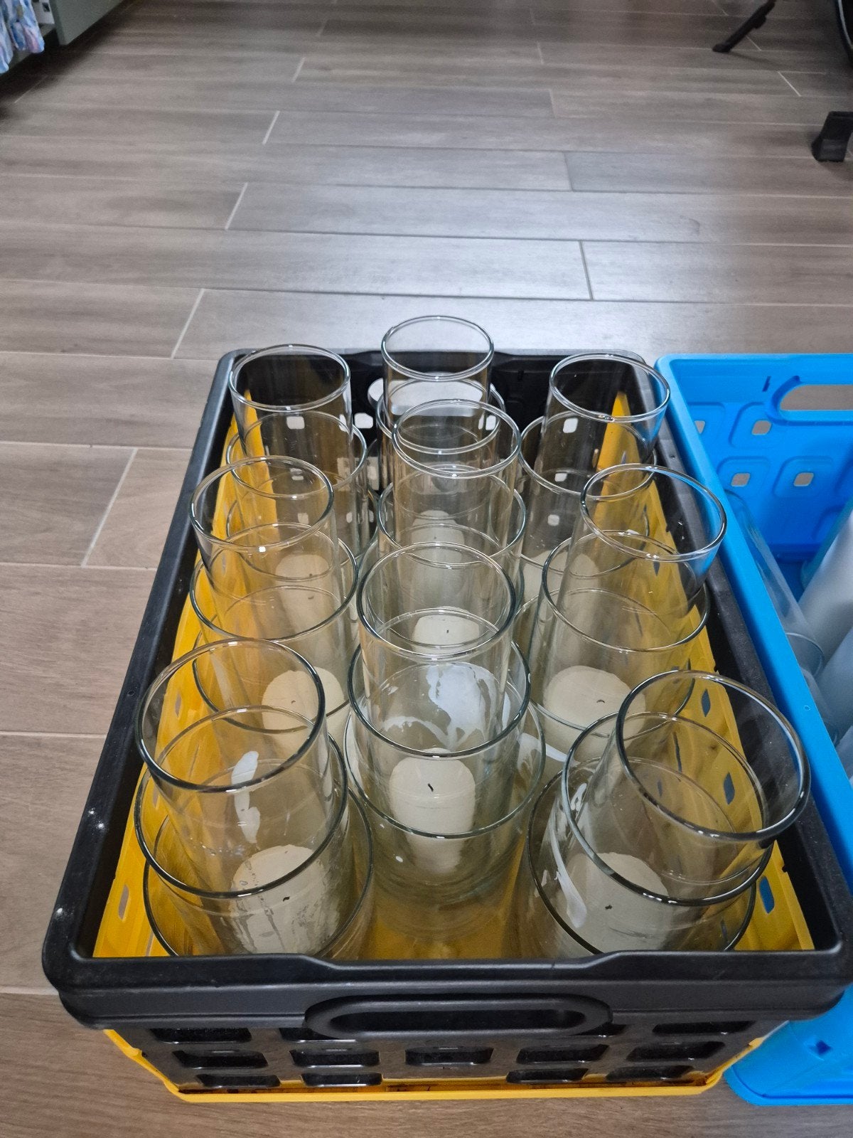 IKEA Vasen set van 3 glazen inclusief kaarsen - 10 sets, Ophalen, Windlicht, Gebruikt, IKEA