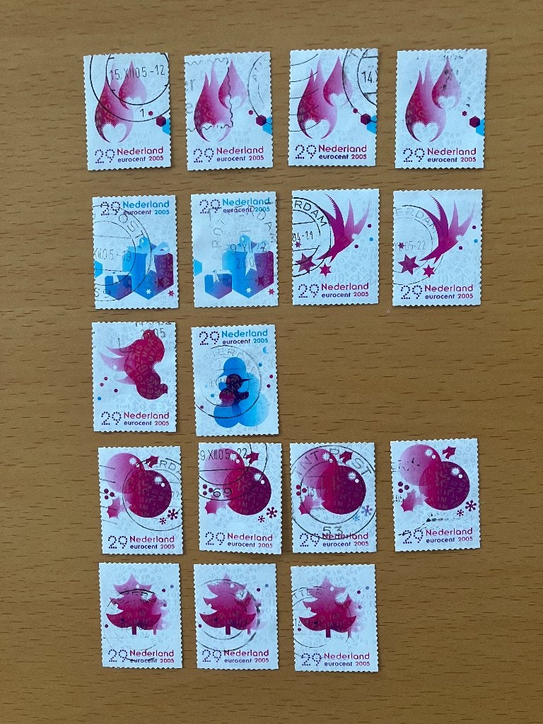 2005 Decemberzegels – 17x, Ophalen of Verzenden, Na 1940, Gestempeld