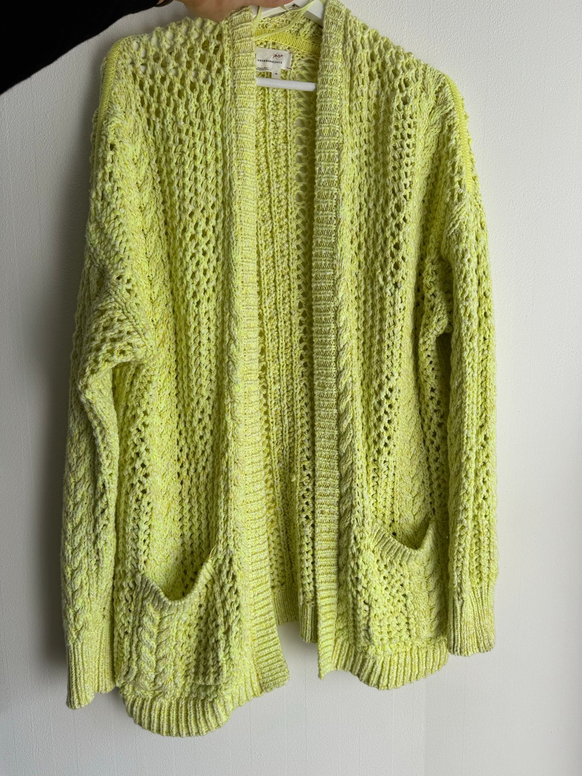 Antropologie geel gebreid vest M/L, Ophalen of Verzenden, Zo goed als nieuw, Maat 38/40 (M), Geel