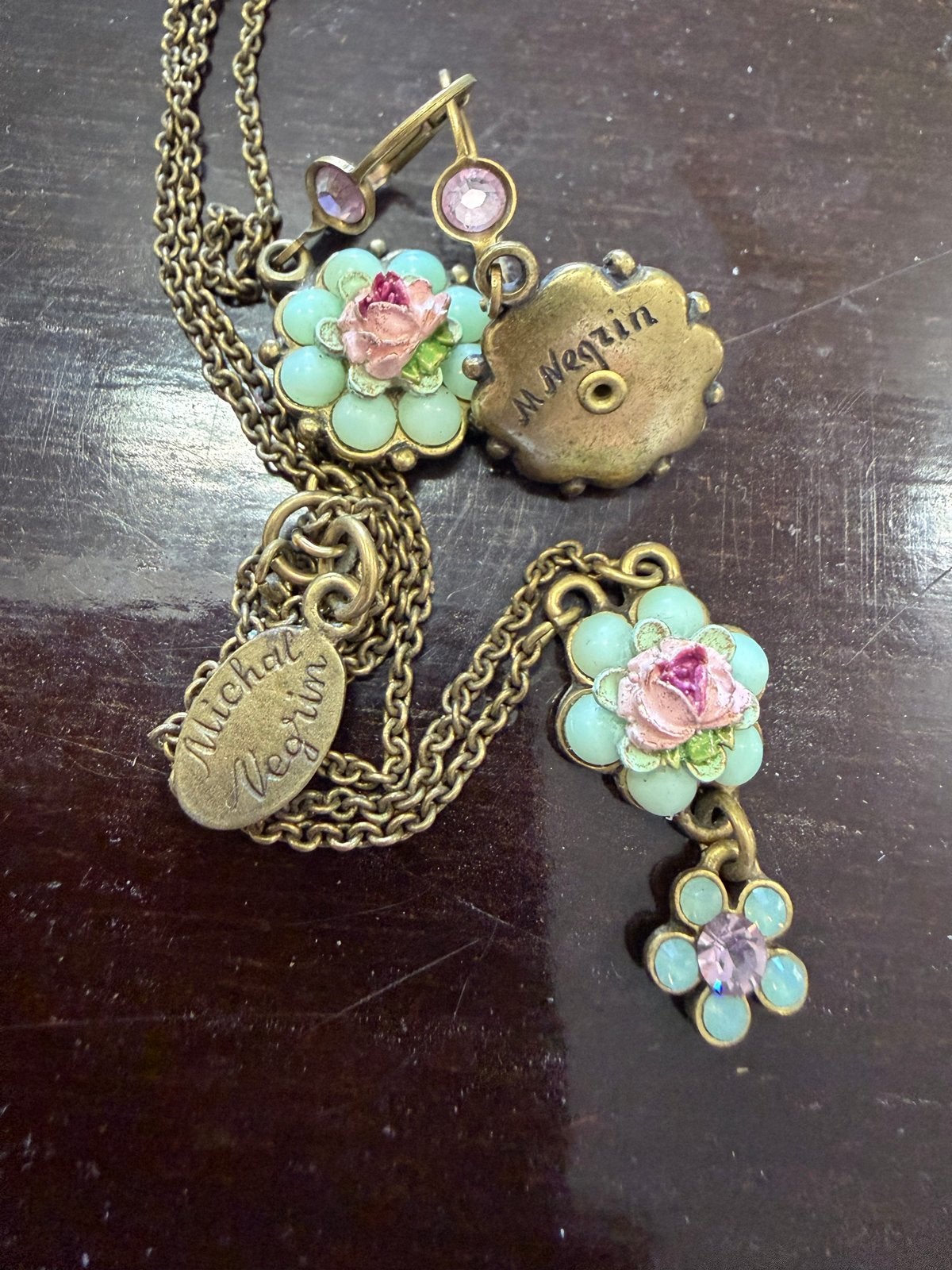 Michal Negrin Oorbellen en Ketting Set - Vintage Stijl, Sieraden, Tassen en Uiterlijk, Oorbellen, Overige materialen, Overige kleuren