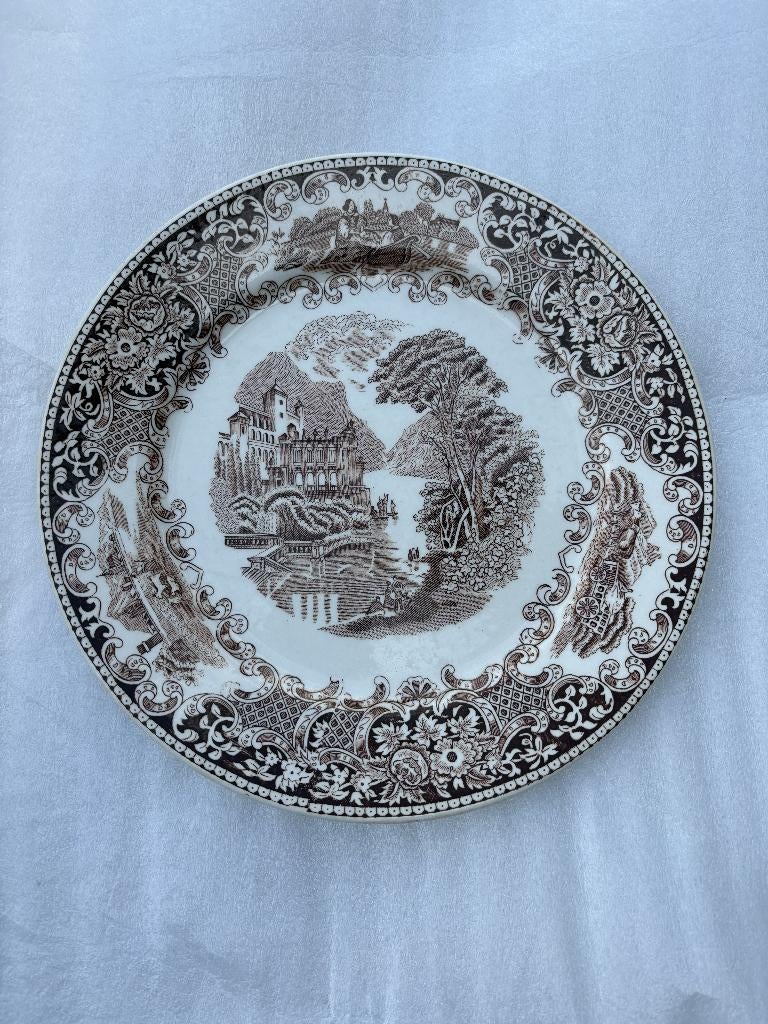Decoratief bord – 24 cm - Castillo – bruin transferwerk, Ophalen of Verzenden