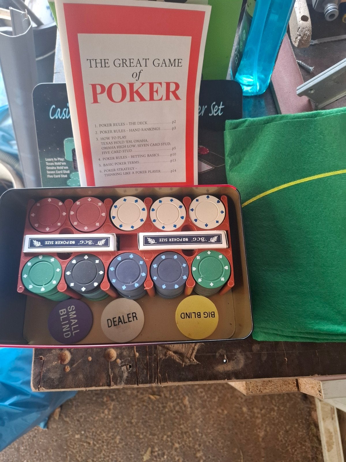 Texas Hold'em Poker Set - Compleet met Chips en Mat, Drie of vier spelers, Ophalen of Verzenden, Gebruikt, Onbekend