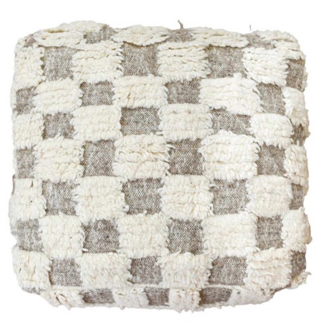 nieuw Marrokaans berber wollen kelim, vloerkussen poef, Nieuw, Ophalen of Verzenden, 50 tot 75 cm, Vierkant