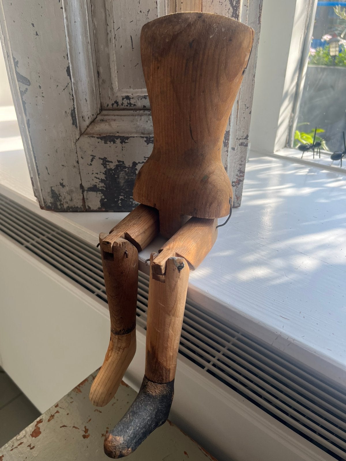 Antieke houten pop incompleet decoratief 36 cm, Antiek en Kunst, Ophalen of Verzenden