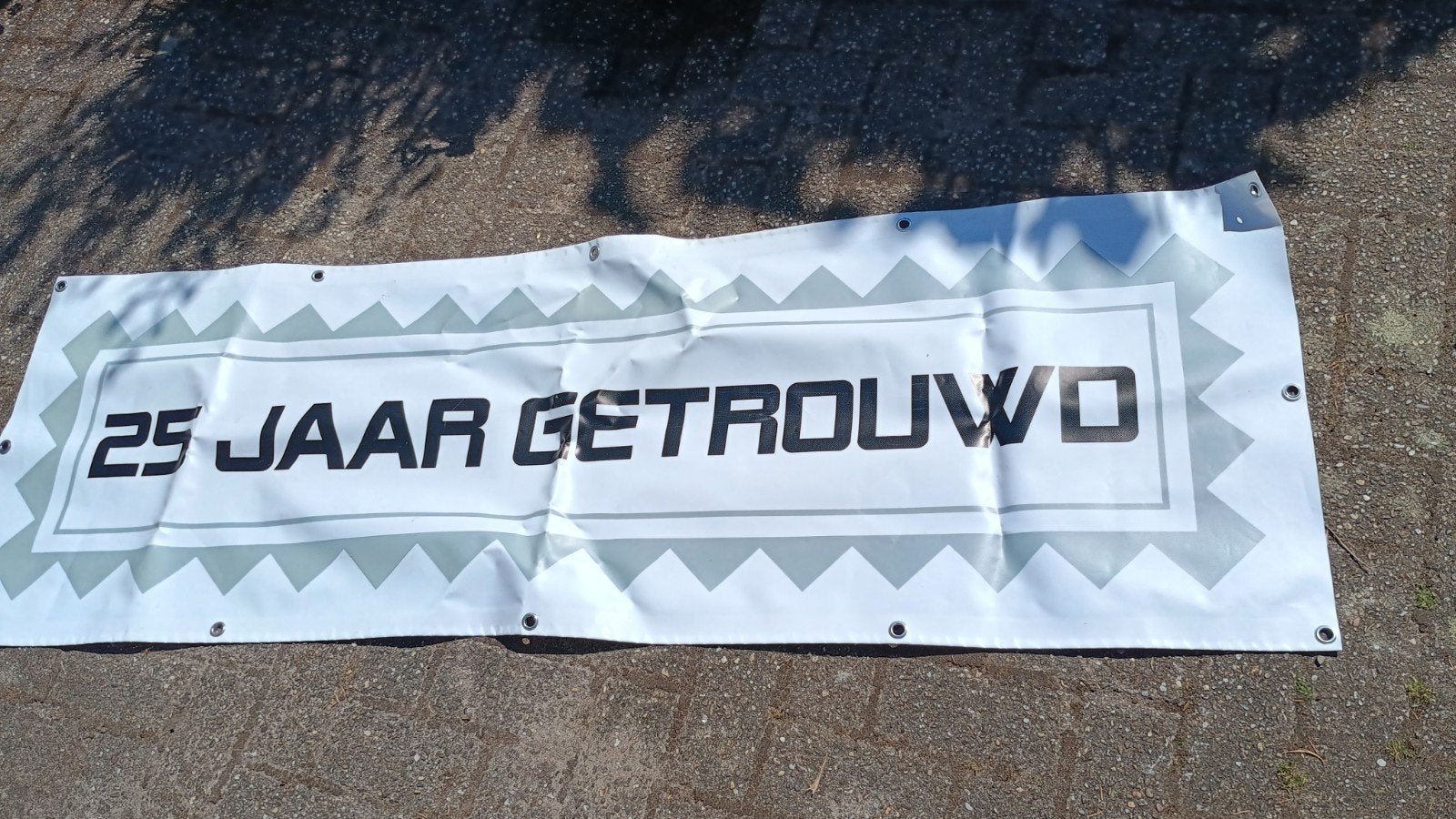 Spandoek 25 jaar getrouwd, Ophalen, Zo goed als nieuw, Versiering, Verjaardag