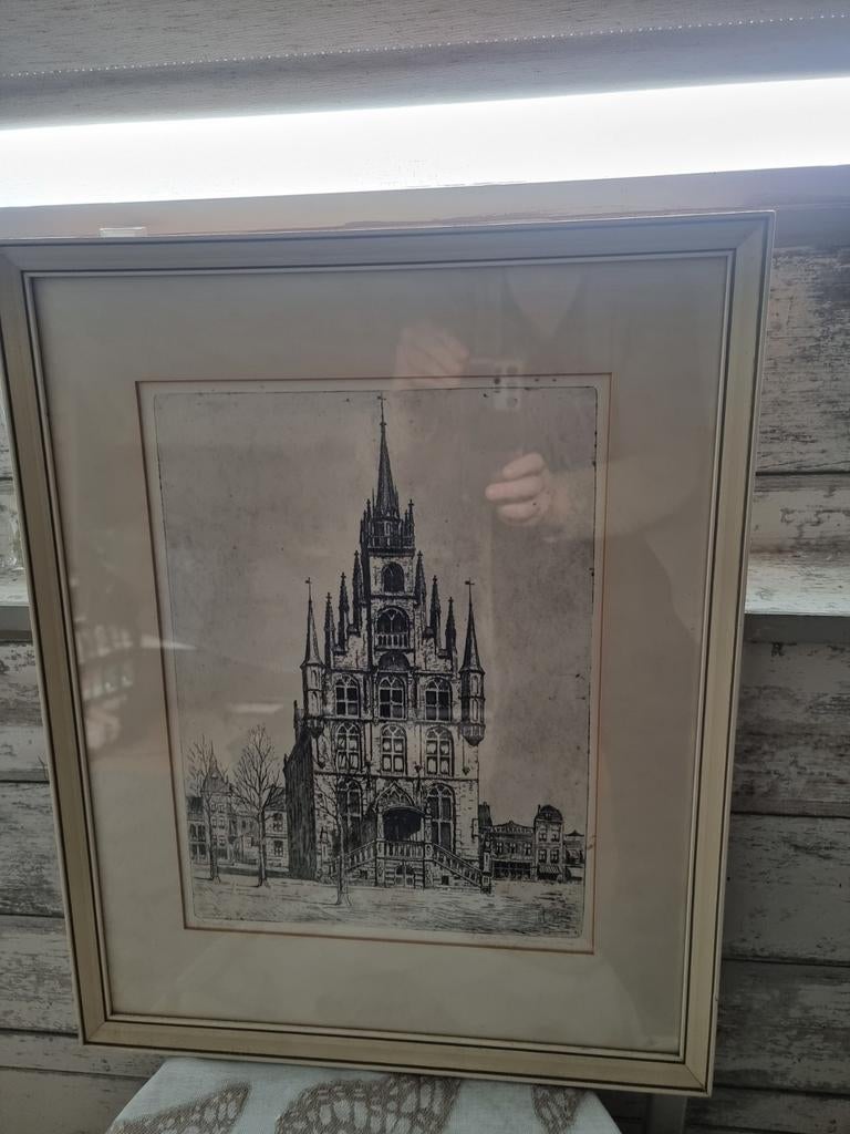 Ets stadhuis Gouda Marius Janssen, Antiek en Kunst, Ophalen of Verzenden