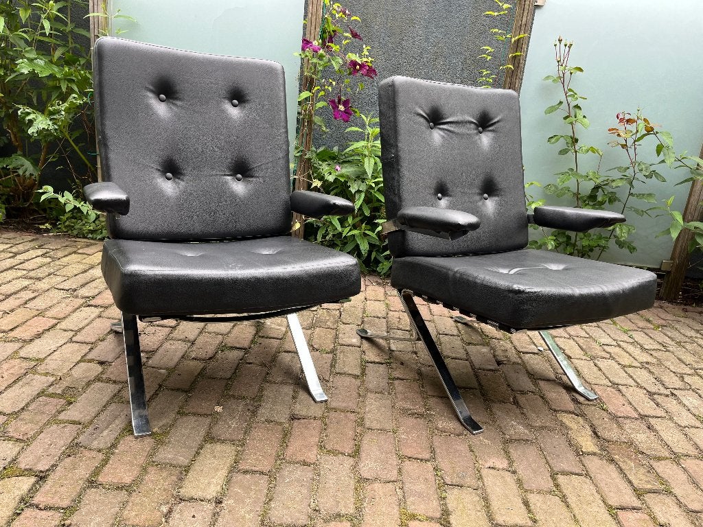 2 Fauteuils COR, Kjaerholm stijl vintage, Huis en Inrichting, Fauteuils, Gebruikt, 75 tot 100 cm, Leer, 50 tot 75 cm