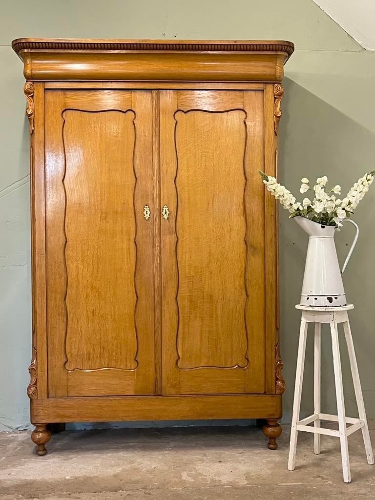 Brocante biedermeier kast buffetkast vintage servieskast, Ophalen, Gebruikt, 100 tot 150 cm, Eikenhout