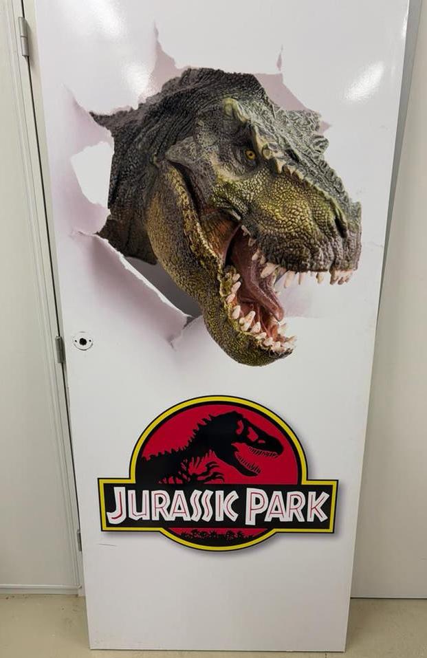 Jurassic Park Deur & Decoratie Spinosaurus & T-Rex, Ophalen, Gebruikt, Film, Overige typen