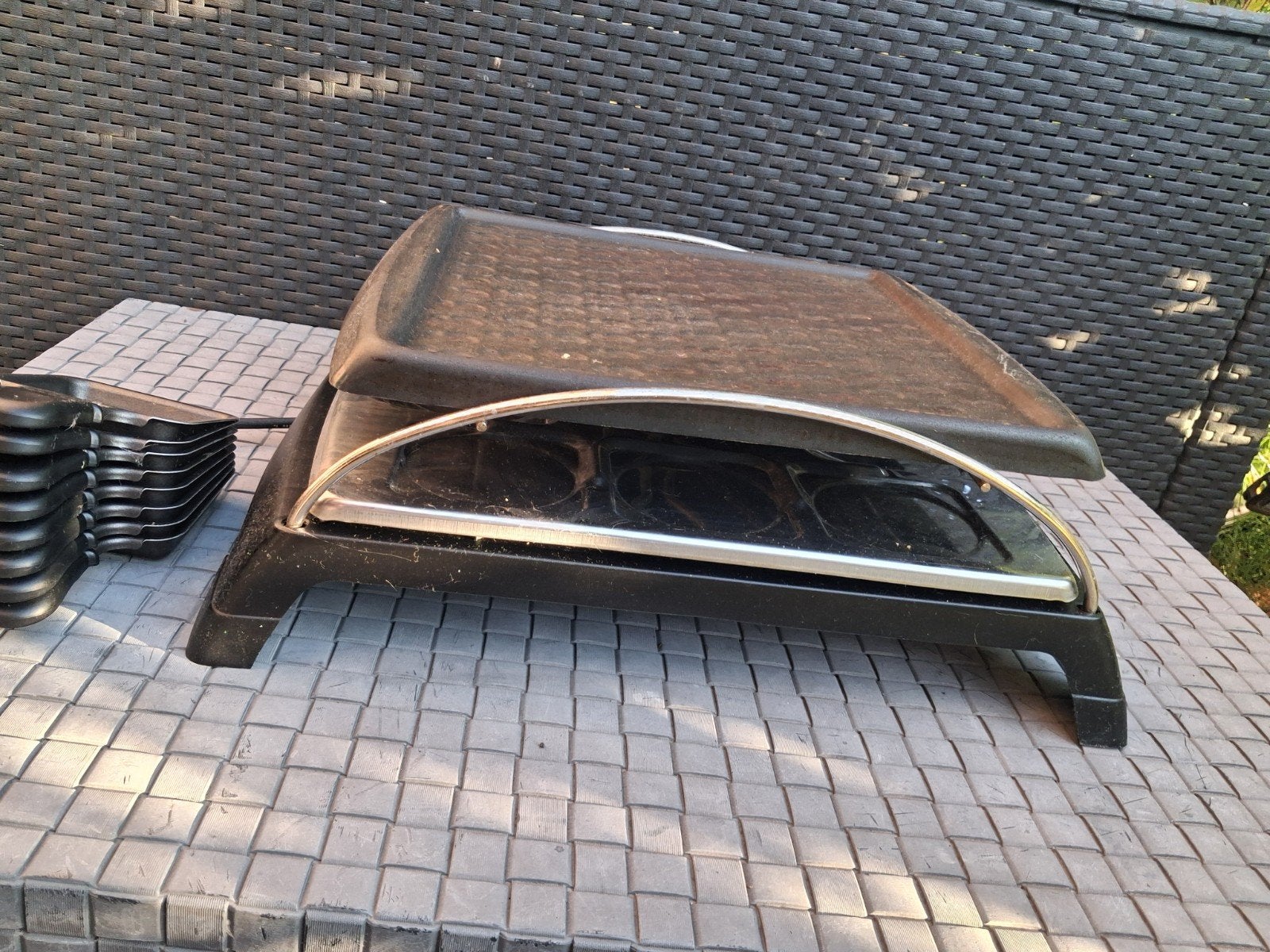 Raclette grill met 8 pannetjes, Ophalen, Gebruikt, 4 t/m 7 personen