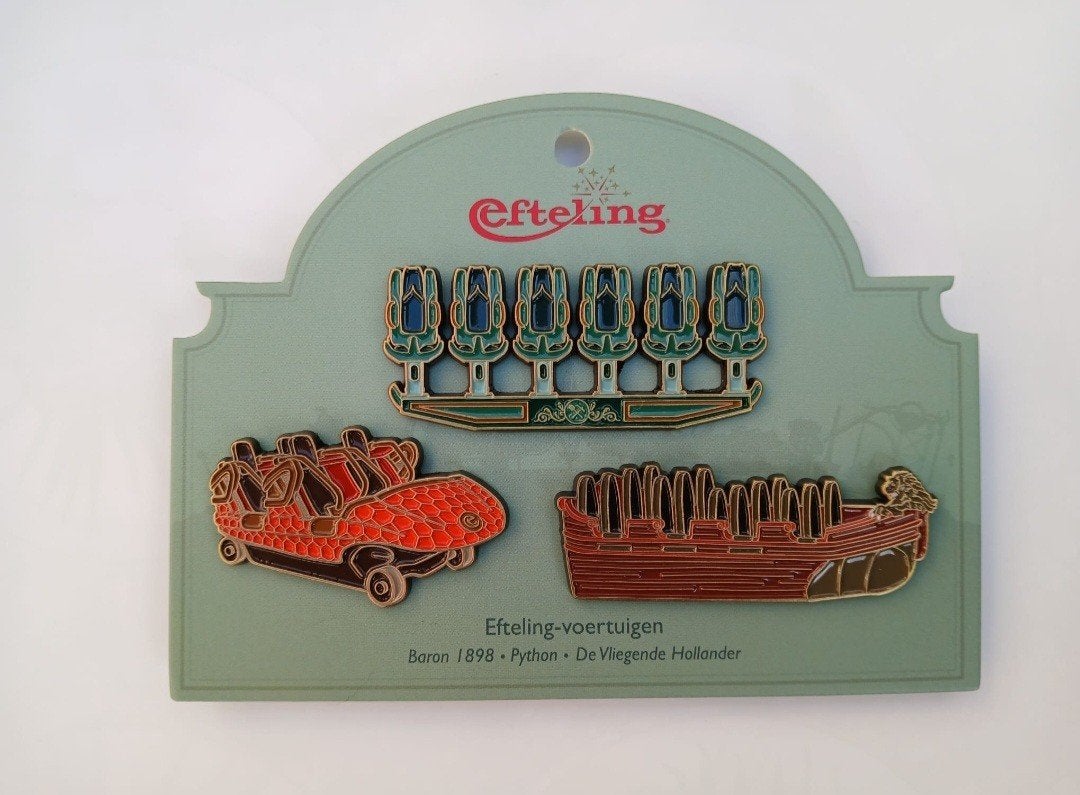 efteling voertuigen pin set, Verzamelen, Ophalen of Verzenden, Nieuw, Button of Speldje