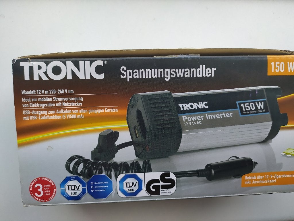 Omvormer Tronic 12Volt-230Volt 150Watt Nieuw originele doos, Ophalen of Verzenden, Nieuw, Overige merken, Omvormer