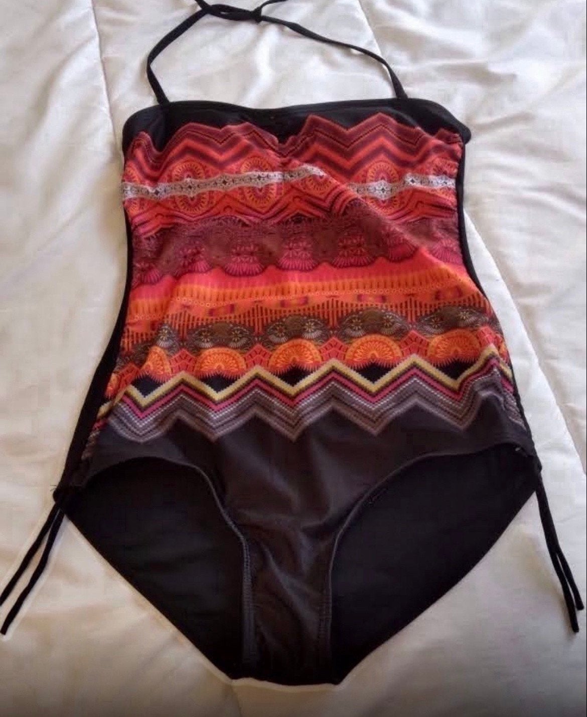 Rood/zwart badpak.  Maat M, Kleding | Dames, Badmode en Zwemkleding, Ophalen of Verzenden, Zo goed als nieuw, Rood, Badpak