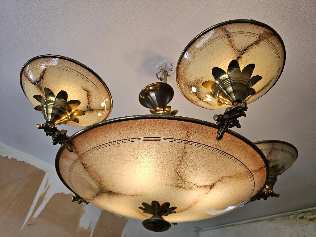 originele Art Deco hanglamp/ schaallamp, Antiek en Kunst, Antiek | Lampen, Ophalen